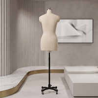 Maniquí de Sastre Resistente con Base Rodante Ajustable, Forma de Vestido Femenina de Medio Cuerpo para Enseñanza en Escuelas de Moda