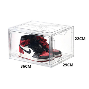 Penyimpanan Sepatu Transparan Sepatu Sneakers Drop Depan Jelas Stackable Organizer Kotak Penyimpanan Akrilik Plastik