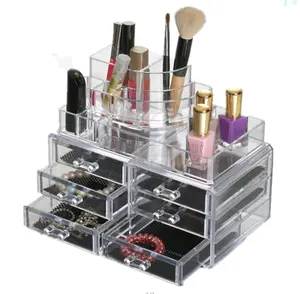 Organisateur de produits de beauté en acrylique, 6 tiroirs, 8 compartiments, pour le maquillage et les bijoux, livraison gratuite