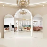 Magasin de mariée moderne Arche intelligente pleine longueur Miroir de salle de bain LED Style de plancher pour le maquillage Miroir pleine longueur en arc pour robe de mariée