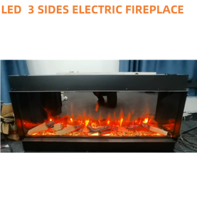 40/50/60/70/80 pouces 5D LED Cheminée électrique <span class=keywords><strong>3</strong></span> <span class=keywords><strong>faces</strong></span> DIY Cristaux de bois Acier Télécommande Miroir Verre Insertion facile - Product Image 4