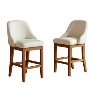 Chaise de comptoir moderne rembourrée crème avec accoudoirs, tabouret de bar à structure en bois massif pour cuisine, hôtel, restaurant, vente en gros, exportation - Product Image 4