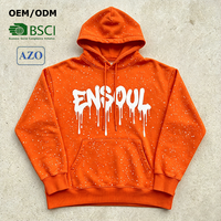 Maßgefertigter Farbspritzer-Hoodie aus 380g/m² Schwerer Fleece, Übergroß, Boxy-Schnitt, Drop-Shoulder, Plastisol-Druck Logo, Outdoor-Hoodies für Herren