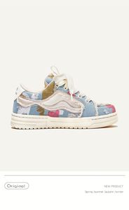 Baskets Denim Graffiti Street Bread Originales Tendance Nationale Semelle Épaisse Mode Couple Homme Femme - Product Image 6