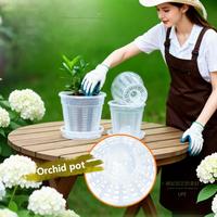 Pots de drainage pour jardin domestique avec trous, paniers transparents pour orchidées, pots de fleurs en plastique respirants, accessoires