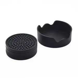 Bhd Bpa Gratis Non Slip Cup Onderzetters Drinken Coaster Set Van 6 Hittebestendige Siliconen Onderzetters Met Holdler