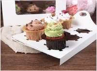 Boîte à gâteaux en papier kraft rose avec poignée de fenêtre transparente 1-6 trous dossiers pliables pour Dessert Mousse Muffin Cupcake emballage