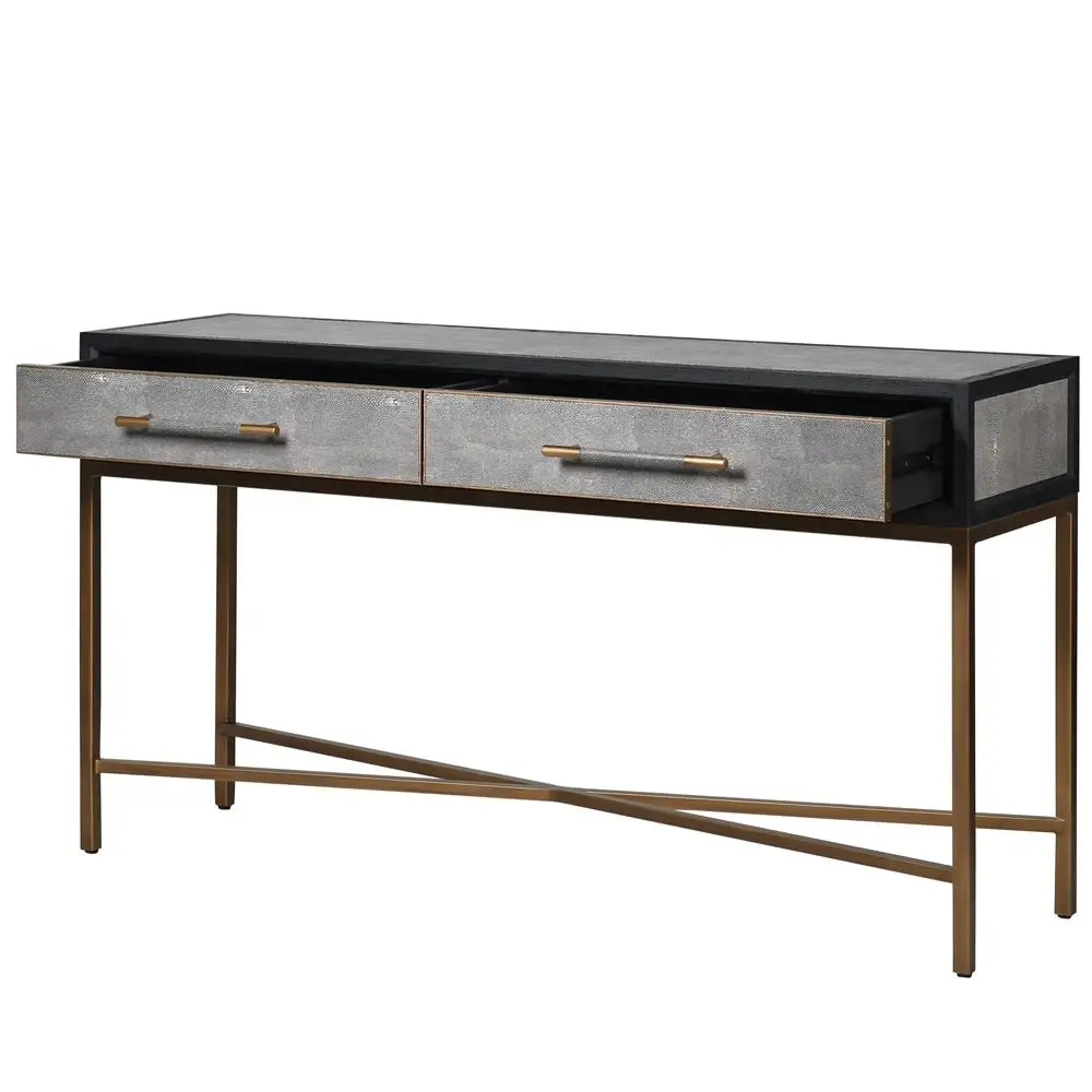 MRS WOODS Table Console moderne bois or laiton entrée Table Console en métal avec tiroirs