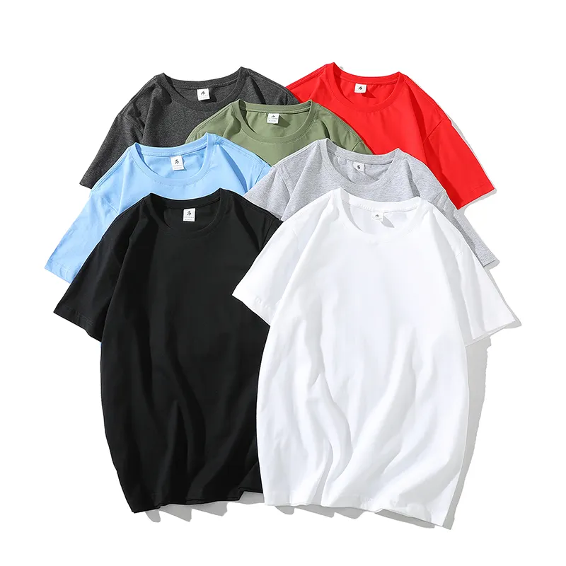 New men's round collar logo custom T shirt solid color round collar loose t-shirt with print men's short sleeve T shirt