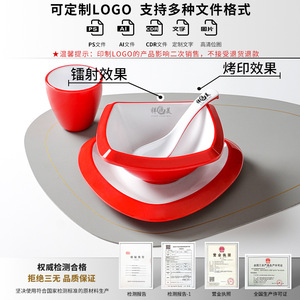 ชุดภาชนะเมลามีน 4 ชิ้น ชามเล็ก จาน ช้อน ถ้วย สำหรับใช้ในโรงแรมร้านอาหาร สีพื้น ดีไซน์ทรงกลม สำหรับใช้ในชีวิตประจำวัน - Product Image 4