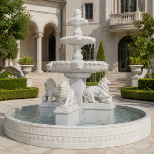Fuente de Jardín de Mármol Blanco para Exteriores con Figuras Clásicas y Fuente de Agua para Plaza - Product Image 1