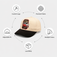 Casquette de baseball vintage tendance bicolore avec logo brodé personnalisé, style rétro, 5 panneaux structurés, pour hommes et femmes