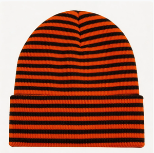 Bonnet en tricot rayé en peluche unisexe personnalisé 100 % acrylique – Tendance, économique et idéal pour l'extérieur en automne et en hiver - Product Image 4
