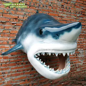 Fiberglass Taking Photo Shark Animal Head Statue