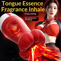 Jouet pour adultes pour hommes, simulateur de pénétration avec bouche large, fonction de succion, léchage de langue et vibration, pour l'exercice du pénis et la masturbation