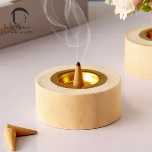 producer wholesale decoration party natural round wood incense burner