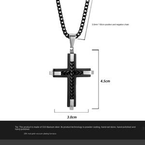 Mens <b>Cross</b> Pendant Necklace Stainless Steel Curb <b>Chain</b> Christian Faith Hip Hop Fashion Jewelry Non Tarnish Waterproof Gift - Product Image 3