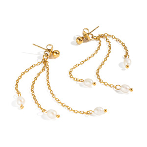 Pendientes <span class=keywords><strong>de</strong></span> Perlas <span class=keywords><strong>de</strong></span> Agua Dulce con Borlas, Diseño Minimalista <span class=keywords><strong>de</strong></span> Acero Inoxidable para Mujer, Moda Simple, Elegante y Chic - Product Image 6
