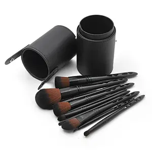 Conjunto de pincéis de maquiagem personalizados de alta qualidade preto fosco mini pincéis de sobrancelha blush promocionais de diamantes para maquiagem facial