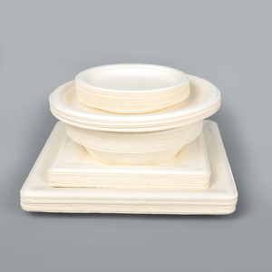 Assiette en papier jetable de 9 pouces pour bagasse Plat de service en pulpe de canne à sucre naturelle Technique polie en plastique à motifs pour le service de fruits - Product Image 4