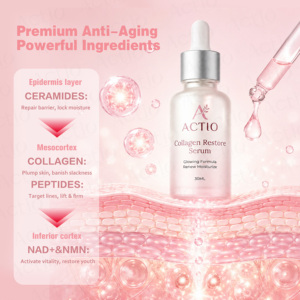 Suero de Colágeno Iluminador de Marca Privada para el Rostro, Cuidado de la Piel Radiante, Suero Hidratante de Colágeno Rosa - Product Image 4