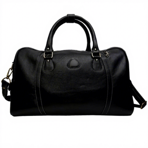 Sac de rangement extérieur pliable et portable en cuir véritable vintage grand format avec fermeture éclair, sangle réglable et durable pour chaussures et effets personnels - Product Image 4