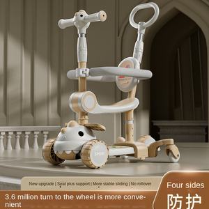 Patinetes para Niños con Asiento Trasero, Patinetes de Empuje con Barra de Protección, Ruedas Universales, Plegables, con Luces y Música - Product Image 5