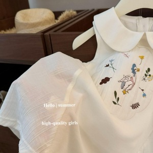 Tongxingyuan Girls Sleeveless Embroidered Dress Collared Summer Breathable Cotton Dress For Baby Girls - Product Image 4