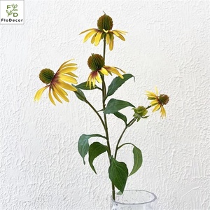 Yüksek kaliteli ipek yapay Echinacea Christmas flower 5 kafaları beyaz yeşil ev masa düğün dekorasyon için noel paskalya - Product Image 4