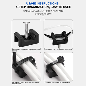 Heavy-Duty <strong>Saddle</strong> Cable <strong>Clips</strong> Black Nylon Screw-Fixed Wire Organizers Cable Tie Mount Base for Industrial Cable Management - Product Image 2