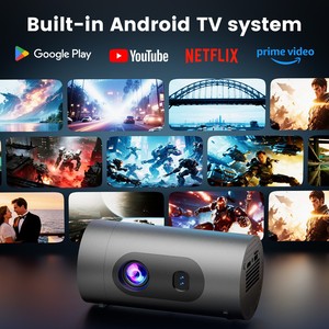 Projecteur intelligent portable HD 4K Ready, 200 lumens ANSI, système Android TV, mise au point automatique à 180°, batterie intégrée, 150 pouces - Product Image 2