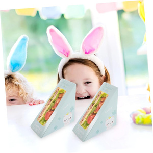 Eco Friendly triangolare Sandwich scatole finestra usa <span class=keywords><strong>e</strong></span> getta carta da forno imballaggio per panini <span class=keywords><strong>Pizza</strong></span> <span class=keywords><strong>e</strong></span> dessert per feste - Product Image 2