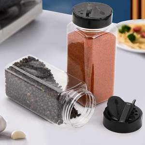 Frasco de Plástico PET Ecológico de 350 ml con Tapa Abatible para Condimentos, Especias, con Tapas Rojas/Negras, Apto para Alimentos, Impresión Serigráfica - Product Image 6