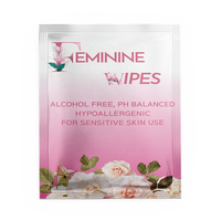 Lingettes d'hygiène féminine individuelles sous marque privée, 100 % biodégradables et jetables dans les toilettes