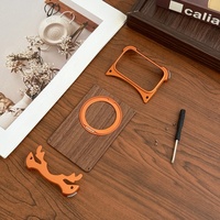 Étui magnétique tendance en bois de noyer avec panneau arrière pour iPhone 17 14 15 16 Pro Max avec protection à 360° °   Support de téléphone en alliage d'aluminium sans cadre