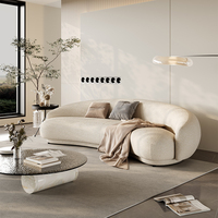 Canapé en tissu bouclé incurvé, style moderne minimaliste, ensemble modulaire en forme de croissant, garni de mousse, couleur crème, pour salon
