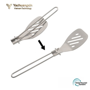 Juego de espátula y cuchara plegables de acero inoxidable, utensilios de cocina duraderos para exteriores de diseño minimalista - Product Image 4