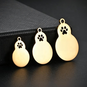 Étiquette d'identification pour animaux de compagnie en acier inoxydable en forme de <span class=keywords><strong>gourde</strong></span> porte-bonheur créative conception de patte creuse mignonne à la mode pour <span class=keywords><strong>chien</strong></span> chat colliers porte-clés accessoire - Product Image 5