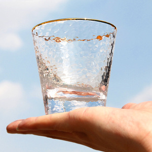 Tasse en verre transparent à motif martelé en or, 1 pièce, gobelet d'eau pour fruits et bonbons - Product Image 2