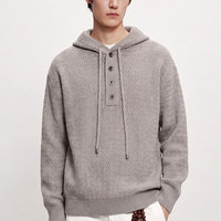 Vêtement d'usine transfrontalier pour hommes, style preppy coréen, couleur unie, collection automne/hiver 2026, en polyester, coupe ample, à capuche, manches longues