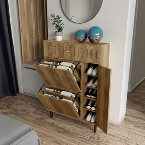 Design moderno pieghevole scarpiera in legno scarpiera armadio con cassetto portaoggetti - Product Image 1