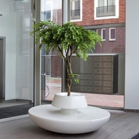Siège pot de fleurs circulaire moderne, jardinière d'extérieur, mobilier public, fauteuil inclinable en fibre de verre pour centre commercial, chaise d'attente publique de jardin