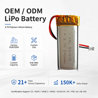 Baterai Kecil Kelas A 551535 240mAh Ultra Tipis 3.7V Untuk Monitor Kesehatan NFC yang Dapat Dipakai OEM Baterai Soft Pack