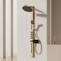 Nouveau panneau de douche numérique intelligent à affichage LED, robinet de douche mural en laiton, ensemble de douche à effet pluie pour salle de bain, appartement, hôtel