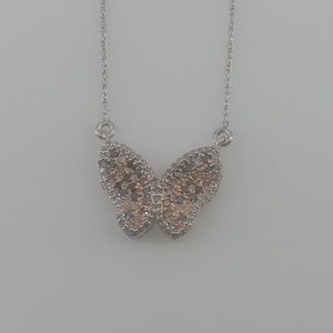 Jewelspaark Butterfly Pendant Necklace 0.75 Ct Multicolor Diamond 925 Sterling Silver Rhodium Plated <b>Rope</b> <b>Chain</b> Women's Everyday - Product Image 4