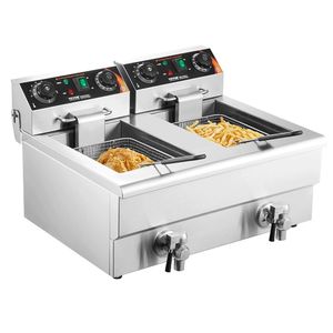 Friteuse électrique commerciale de comptoir avec deux réservoirs 3000W - Product Image 1