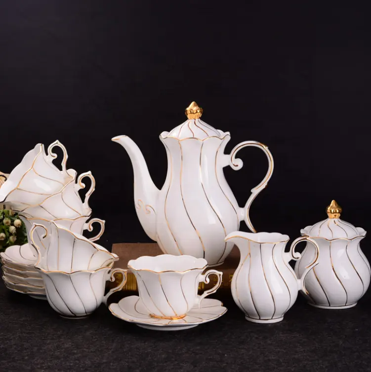 Sang Trọng Gốm Sứ Mỹ Hoàng Gia Anh Tách Trà Đặt Tùy Chỉnh Vàng Thiết Kế Xương China Coffee & Tea Set