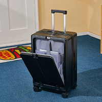Valise à roulettes classique de luxe durable avec roues silencieuses, poche avant ouverte, coque rigide