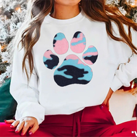 Nouveau design, vente en gros, patchs thermocollants personnalisés en chenille, motif patte de chien, DTF, effet duveteux, flocage, transfert thermique, grand format, découpés au laser, écologiques