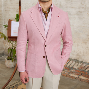 Giacca da Completo <span class=keywords><strong>Uomo</strong></span> Slim Fit 100% <span class=keywords><strong>Lino</strong></span> Personalizzata, Semi-Foderata di Alta Qualità, Completo Casual per <span class=keywords><strong>Uomo</strong></span> - Product Image 2